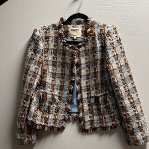 L'AGENCE Women's Plaid Tweed Blazer - Brown and blue
Size 8